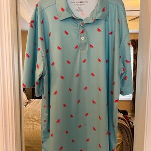 Golf shirt Bald Head Blues Watermelon pattern Polo Shirt Mens XL